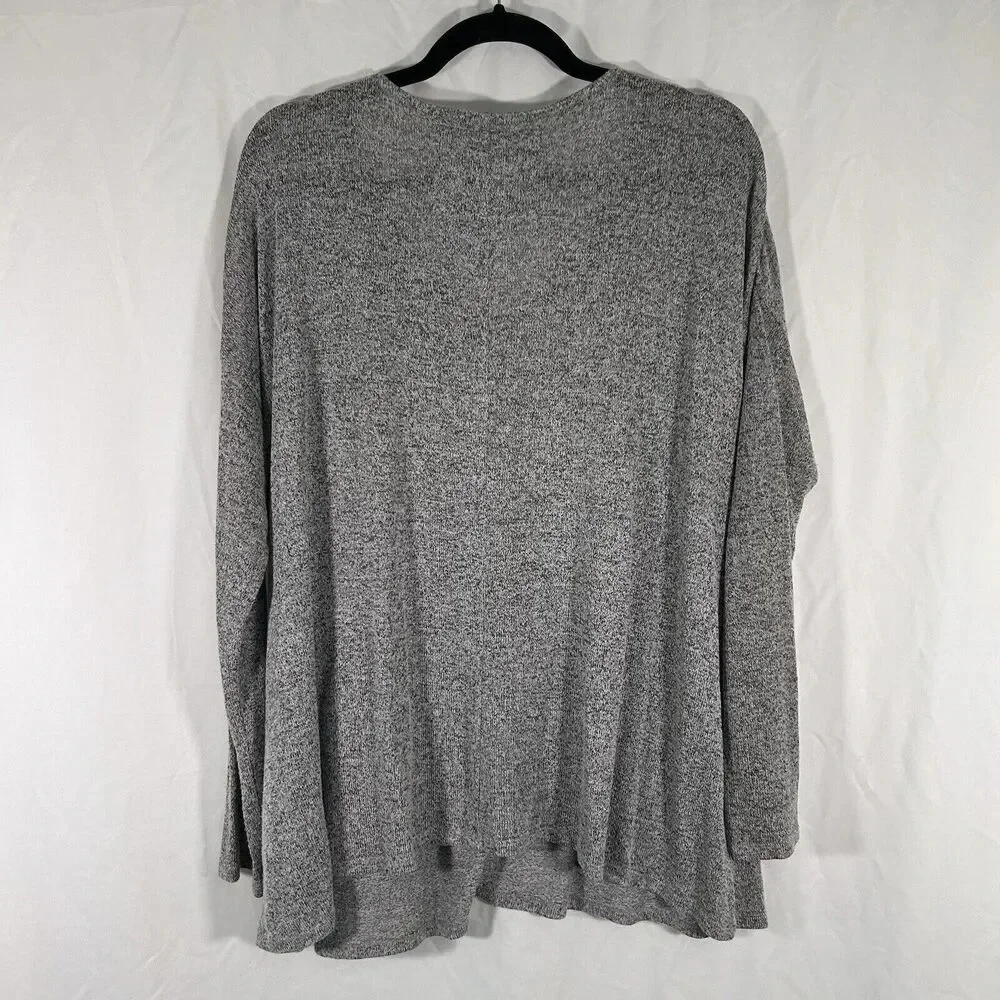 cupio Sweater Women's Large Grey Lightweight Vneck Long Sleeve Pockets